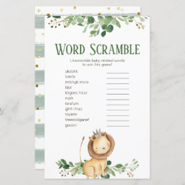 Prince Lion Greenery Floral Word Scramble