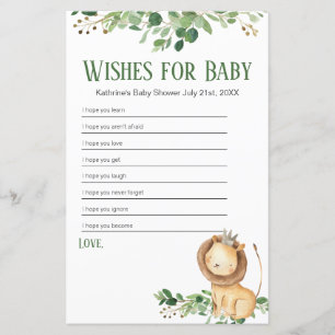 Prince Lion Greenery Floral wünscht sich ein Baby