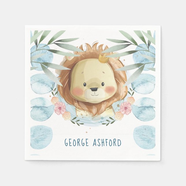 Prince Lion Illustration Personalisiert Serviette (Vorderseite)