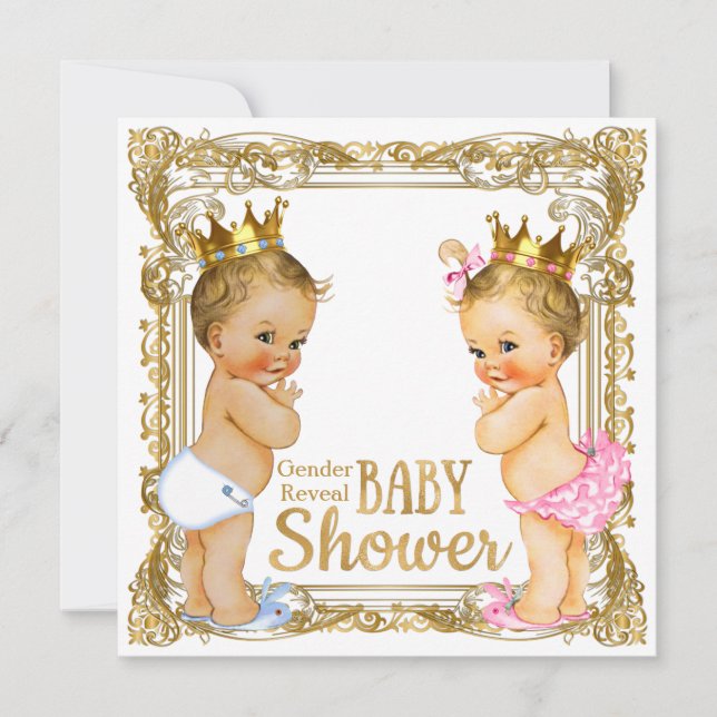 Prince oder Princess Gender Reveal Baby Dusche Einladung (Vorderseite)