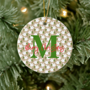 Prince of Peace Dove INITIAL Frohe Weihnachten Keramik Ornament
