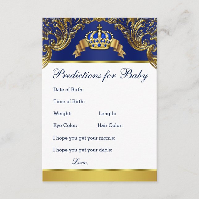 Prince Predictions for Baby and Advice for Eltern Hinweiskarte (Vorderseite)