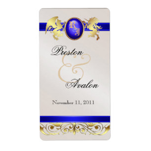Prince & Princess Blue Jewel Wine Wedding Label