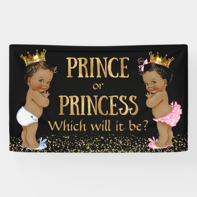 Prince Princess Gender Reveal Baby Dusche Banner (Horizontal)