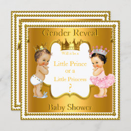 Prince Princess Gender Reveal Baby Dusche Brünett Einladung