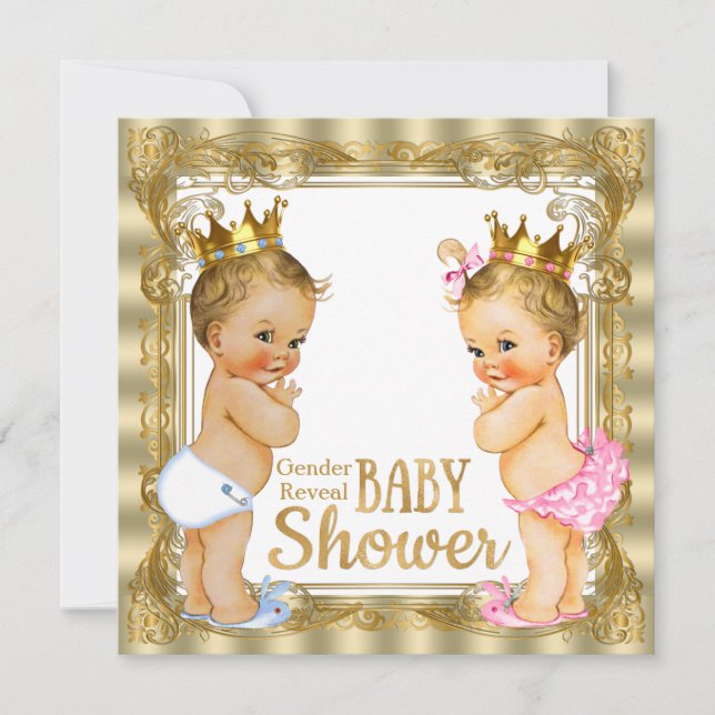 Prince Princess Gender Reveal Baby Dusche Einladung (Vorderseite)