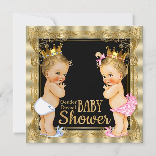 Prince Princess Gender Reveal Baby Dusche Einladung (Vorderseite)