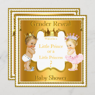 Prince Princess Gender Reveal Baby Shower Blonde Einladung