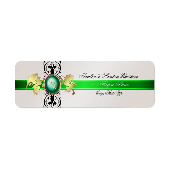 Prince & Princess Green Champange Address Labels (Vorne)