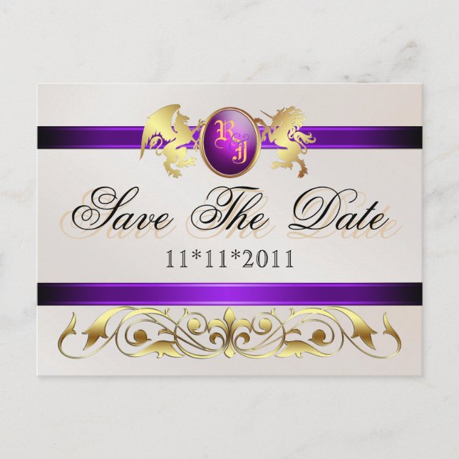 Prince & Princess Lila Save the Date Postkarte (Vorderseite)