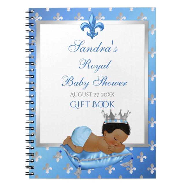 Prince Royal Baby Blue & Silver Pillow Gift Guest Notizblock (Vorderseite)