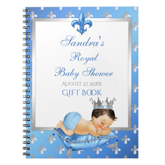 Prince Royal Baby Blue & Silver Pillow Gift Guest Notizblock (Vorderseite)