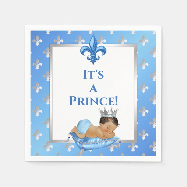 Prince Royal Baby Blue & Silver Pillow Serviette (Vorderseite)