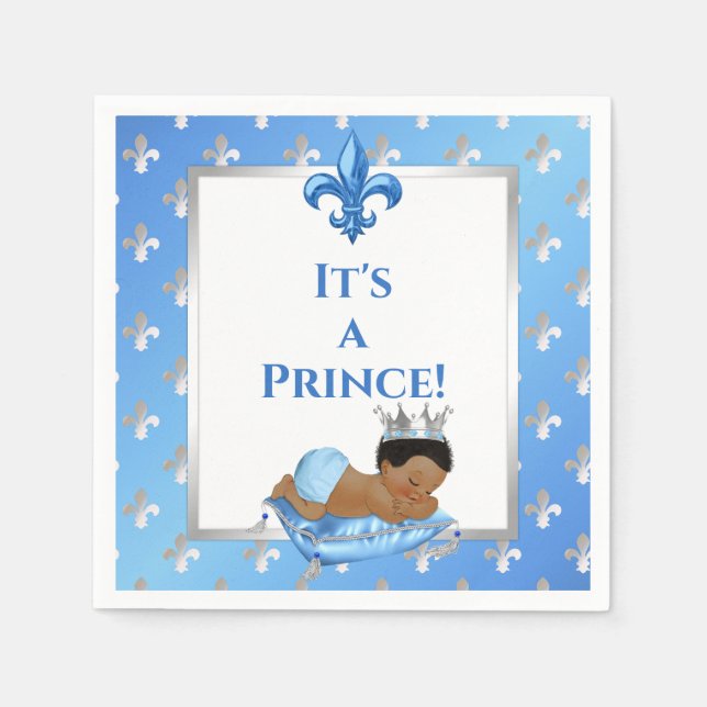 Prince Royal Baby Blue & Silver Pillow Serviette (Vorderseite)