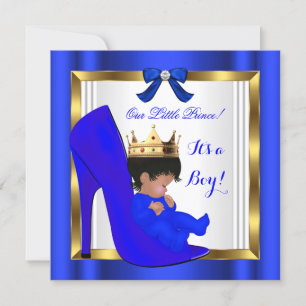 Prince Royal Baby Shower Niedlich Boy Blue Shoe Einladung