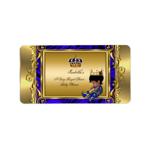 Prince Royal Blue Baby Shower Regal Gold Boy Adressaufkleber