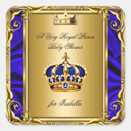 Prince Royal Blue Baby Shower Regal Gold Quadratischer Aufkleber