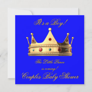 Prince Royal Blue Boy Baby Shower Crown Einladung