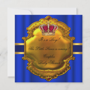 Prince Royal Blue Boy Baby Shower Crown Einladung