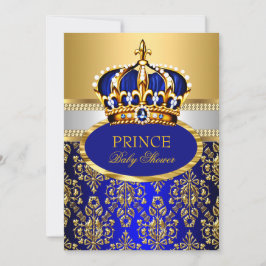 Prince Royal Blue Crown Babydusche Einladung