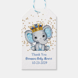 Prince Royal Blue Gold Elephant Boy Baby Dusche Geschenkanhänger