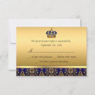 Prince Royal Blue Regal Crown Taufe UAWG RSVP Karte