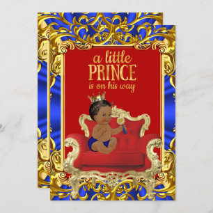 Prince Royal Blue Throne Baby Shower Ethnic Einladung
