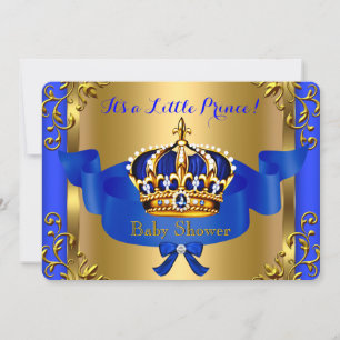 Prince Royal Couples Baby Shower Boy Blue Gold Einladung