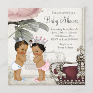 Prince und Princess Ethnic Twin Baby Dusche Einladung