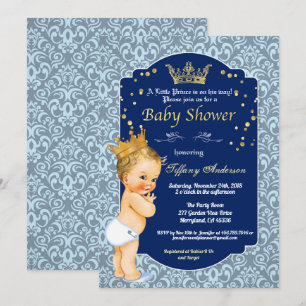Prince Vintage Babydusche königsblau Einladung