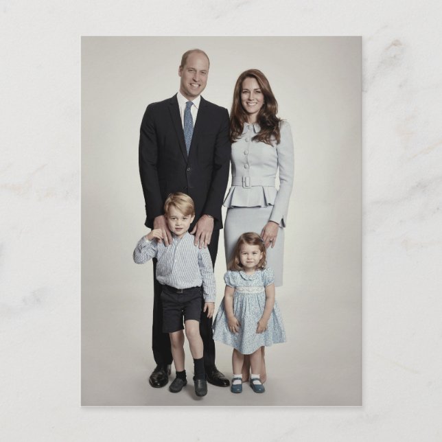 Prince William und Familie Dec 2017 stilisiert Postkarte (Vorderseite)