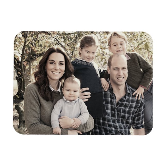 Prince William und Familie Dec 2018 stilisiert Magnet (Horizontal)