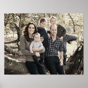 Prince William und Familie Dec 2018 stilisiert Poster