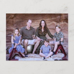 Prince William und Familie Dec 2021 stilisiert Postkarte