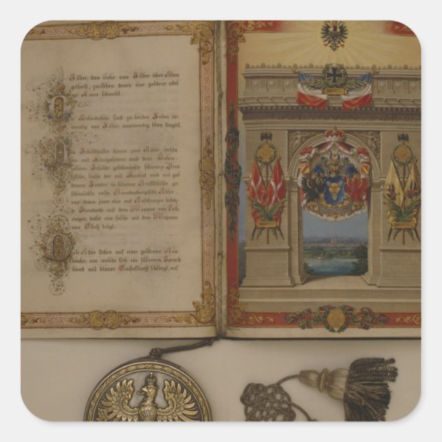 Prince's Diploma investiert Otto von Bismarck Quadratischer Aufkleber (Vorderseite)