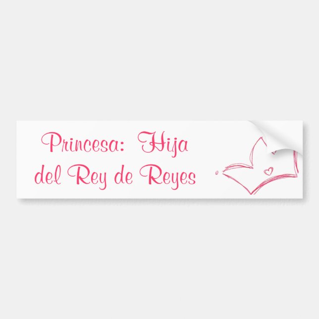 Princesa:  De Reyes Hija Del Rey Autoaufkleber (Vorne)