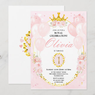 Princess 1. Geburtstag Einladung