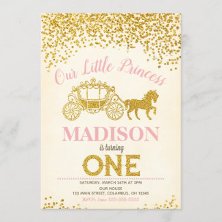 Princess 1. Geburtstag Einladung / Glitzer
