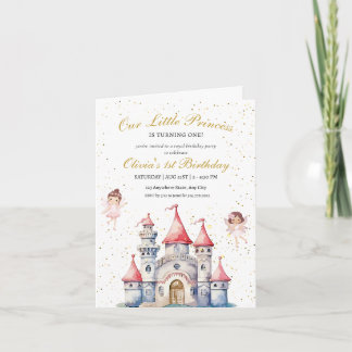 Princess 1. Geburtstag Einladung, Prinzessin Burg Einladung