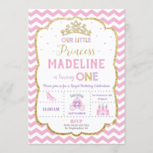 Princess 1. Geburtstag Einladungen Rosa und Gold