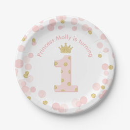 Princess 1. Geburtstag Party Pink Gold Confetti Pappteller