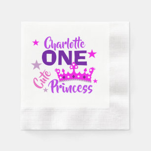 Princess 1. Geburtstagsmädchen Niedlich Personali Serviette