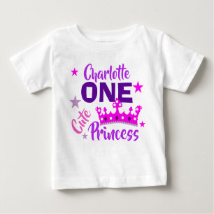Princess 1. Geburtstagsmädchen Niedlich Personalis Baby T-shirt