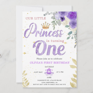 Princess 1St Birthday Crown Lilac Lila Einladung