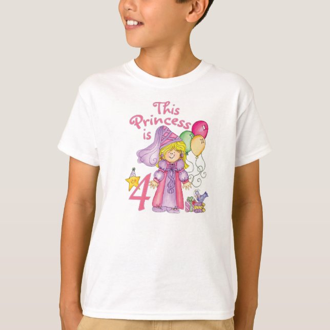 Princess 4. Geburtstag T-Shirt (Vorderseite)