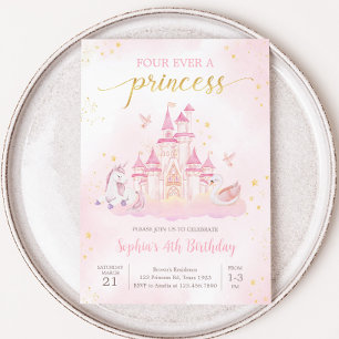 Princess 4. Geburtstagsfeier Party Einladung