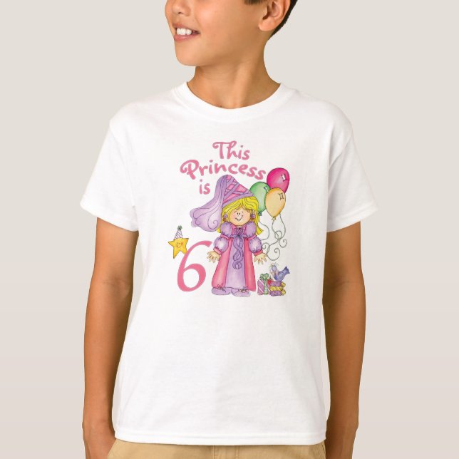 Princess 6. Geburtstag T-Shirt (Vorderseite)