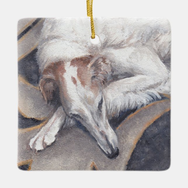 Princess Alia Borzoi Dog Ristorante La Lanchetta Keramikornament (Vorderseite)