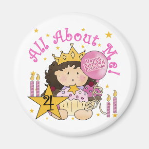 Princess All About Me 4. Birthday Tshirts Magnet
