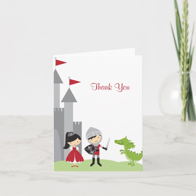 Princess and Knight Note Card Dankeskarte (Vorderseite)